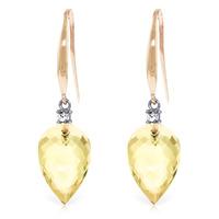 Lemon Quartz and Diamond Drop Earrings 18.0ctw in 9ct Rose Gold