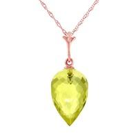 Lemon Quartz Briolette Pendant Necklace 9.0ct in 9ct Rose Gold