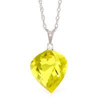 Lemon Quartz and Diamond Pendant Necklace 10.75ct in 9ct White Gold