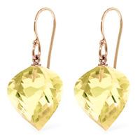 Lemon Quartz Spiral Briolette Drop Earrings 21.5ctw in 9ct Rose Gold