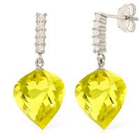 Lemon Quartz and Diamond Stud Earrings 21.5ctw in 9ct White Gold