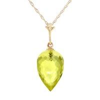 Lemon Quartz Briolette Pendant Necklace 9.0ct in 9ct Gold