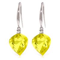 Lemon Quartz and Diamond Drop Earrings 21.5ctw in 9ct White Gold