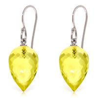 Lemon Quartz Briolette Drop Earrings 18.0ctw in 9ct White Gold