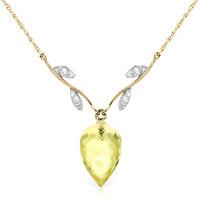 Lemon Quartz and Diamond Pendant Necklace 9.0ct in 9ct Gold