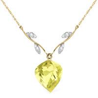 Lemon Quartz and Diamond Pendant Necklace 10.75ct in 9ct Gold