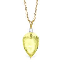 Lemon Quartz and Diamond Pendant Necklace 9.0ct in 9ct Gold