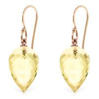 Lemon Quartz Briolette Drop Earrings 18.0ctw in 9ct Rose Gold