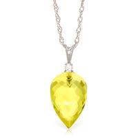 Lemon Quartz and Diamond Pendant Necklace 9.0ct in 9ct White Gold