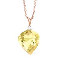 Lemon Quartz and Diamond Pendant Necklace 10.75ct in 9ct Rose Gold