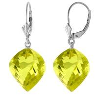 Lemon Quartz Briolette Drop Earrings 21.5ctw in 9ct White Gold