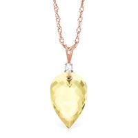 Lemon Quartz and Diamond Pendant Necklace 9.0ct in 9ct Rose Gold