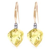 Lemon Quartz and Diamond Drop Earrings 21.5ctw in 9ct Rose Gold