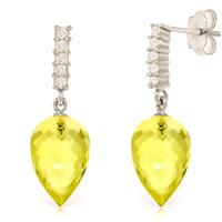 Lemon Quartz and Diamond Stud Earrings 18.0ctw in 9ct White Gold