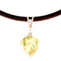 Lemon Quartz and Diamond Pendant Necklace 10.75ct in 9ct Rose Gold