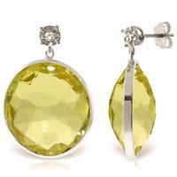 Lemon Quartz and Diamond Stud Earrings 34.0ctw in 9ct White Gold