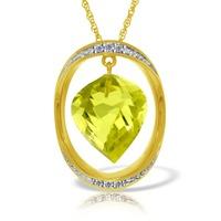 Lemon Quartz and Diamond Pendant Necklace 10.75ct in 9ct Gold