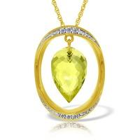 Lemon Quartz and Diamond Pendant Necklace 9.0ct in 9ct Gold