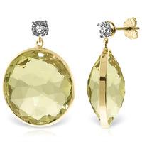 Lemon Quartz and Diamond Stud Earrings 34.0ctw in 9ct Gold