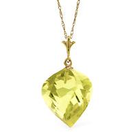 Lemon Quartz Briolette Pendant Necklace 10.75ct in 9ct Gold