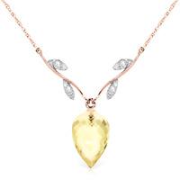 Lemon Quartz and Diamond Pendant Necklace 9.0ct in 9ct Rose Gold