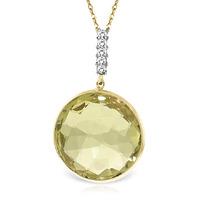 Lemon Quartz and Diamond Pendant Necklace 17.0ct in 9ct Gold