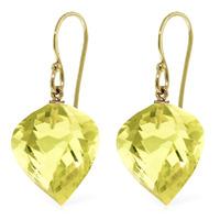 Lemon Quartz Spiral Briolette Drop Earrings 21.5ctw in 9ct Gold