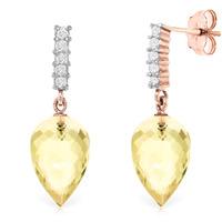 Lemon Quartz and Diamond Stud Earrings 18.0ctw in 9ct Rose Gold