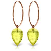 Lemon Quartz Briolette Hoop Earrings 18.0ctw in 9ct Rose Gold