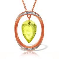 Lemon Quartz and Diamond Pendant Necklace 9.0ct in 9ct Rose Gold