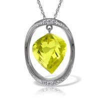 Lemon Quartz and Diamond Pendant Necklace 10.75ct in 9ct White Gold