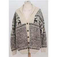 L\'Homme Moderne, size XL cream & brown mix festive patterned cardigan