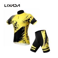 Lixada Breathable Comfortable Short Sleeve Padded Shorts Cycling Clothing Set Riding Sportswear