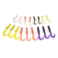 Lixada 17pcs Multicolor 2 Sizes Lifelike Fishing Single Tail Soft Worm Lures Tail Artificial Baits Lead Jig Head Fishing Tackle with Hook Handy Necess