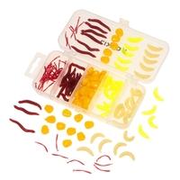 Lixada 160pcs/lot Fishing Lures Earthworm Corn Maggot Grub Worms Soft Bait Lures Set Kit with Tackle Box