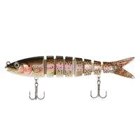 Lixada 13.5cm/20g Lifelike 8 Jointed Sections Fishing Lure Trout Swimbait Hard Bait Fish Hook Fishing Tackle