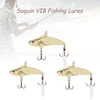 Lixada 3pcs/lot 8g/12g/18g Sequin VIB Fishing Lures Hard Fishing Bait Sequins with Treble Hooks