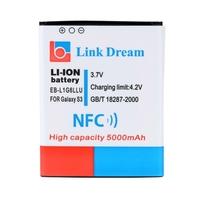 Link Dream 3.7V 5000mAh High Capacity Rechargeable Li-ion Battery Replacement for Samsung Galaxy SIII(S3) / i9300 (EB-L1G6LLU) with NFC & Cover Back D