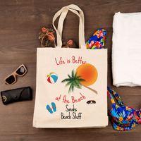 life is better at the beach canvas bag