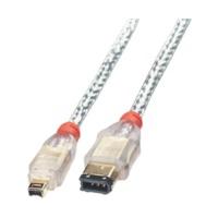 Lindy FireWire Cable - Premium 4 Pin Male to 6 Pin Male, Transparent, 1m (30870)