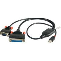 Lindy USB to Serial and Parallel Adapter - 9 Way (RS-232) 25 Way (Parallel), 0.7m (42838)