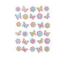 Little Birdie French Carnival Glitter Butterflies and Flowers 30 Pieces