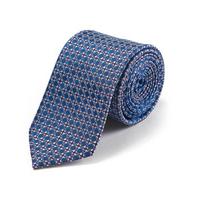 life rings on navy woven silk tie