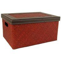 lidded strawfaux leather basket medium