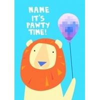 lion with balloon birthday card ja1036