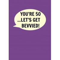 liverpool youre 50 lets get bevvied happy birthday card di1030