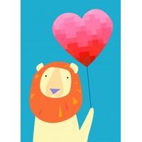 Lion Heart Balloon| Valentine\'s Day Card |JA1094
