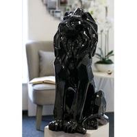 Lion Modern Sculpture In Shiny Black