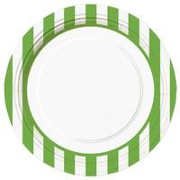 Lime Green Stripe 9in Party Plates