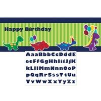 Little Dino Party Banner with Stickers
